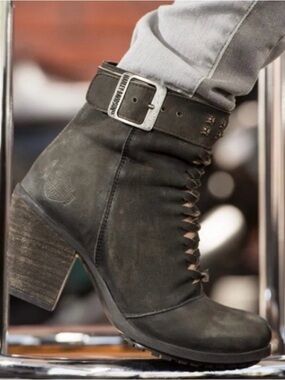 Harley-Davidson Distressed Leather Boots with Braided Detail in Smoke 9.5